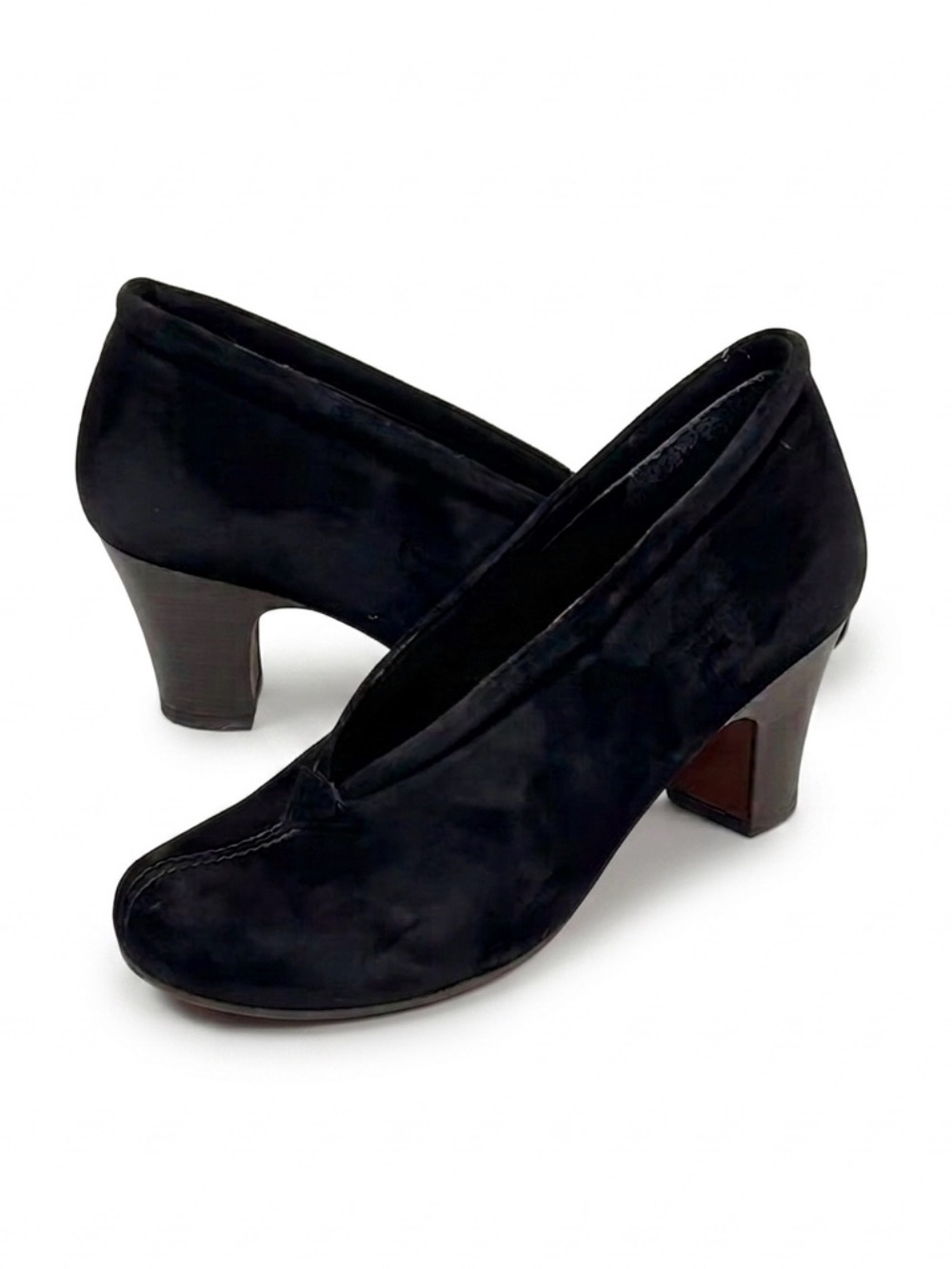 Chie Mihara Black Suede Leather Pumps Size 36.5